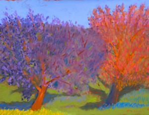 Jacaranda Spring pastel 9x12, Jim Lynch $975